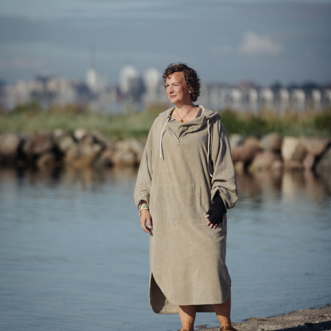 Badeponcho Skagen for voksne - Sandfarget