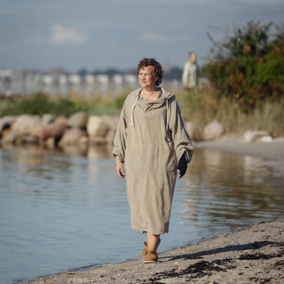 Badeponcho Skagen for voksne - Sandfarget