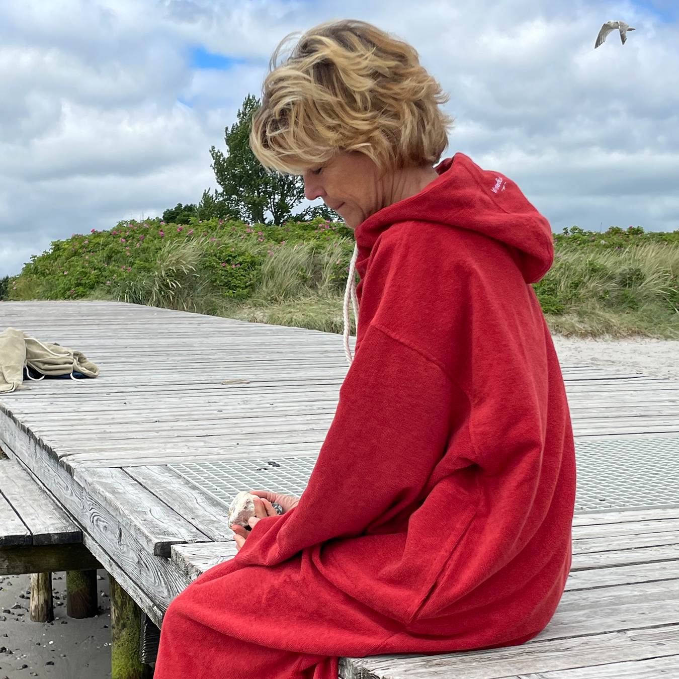 Badeponcho Skagen for voksne - Rød